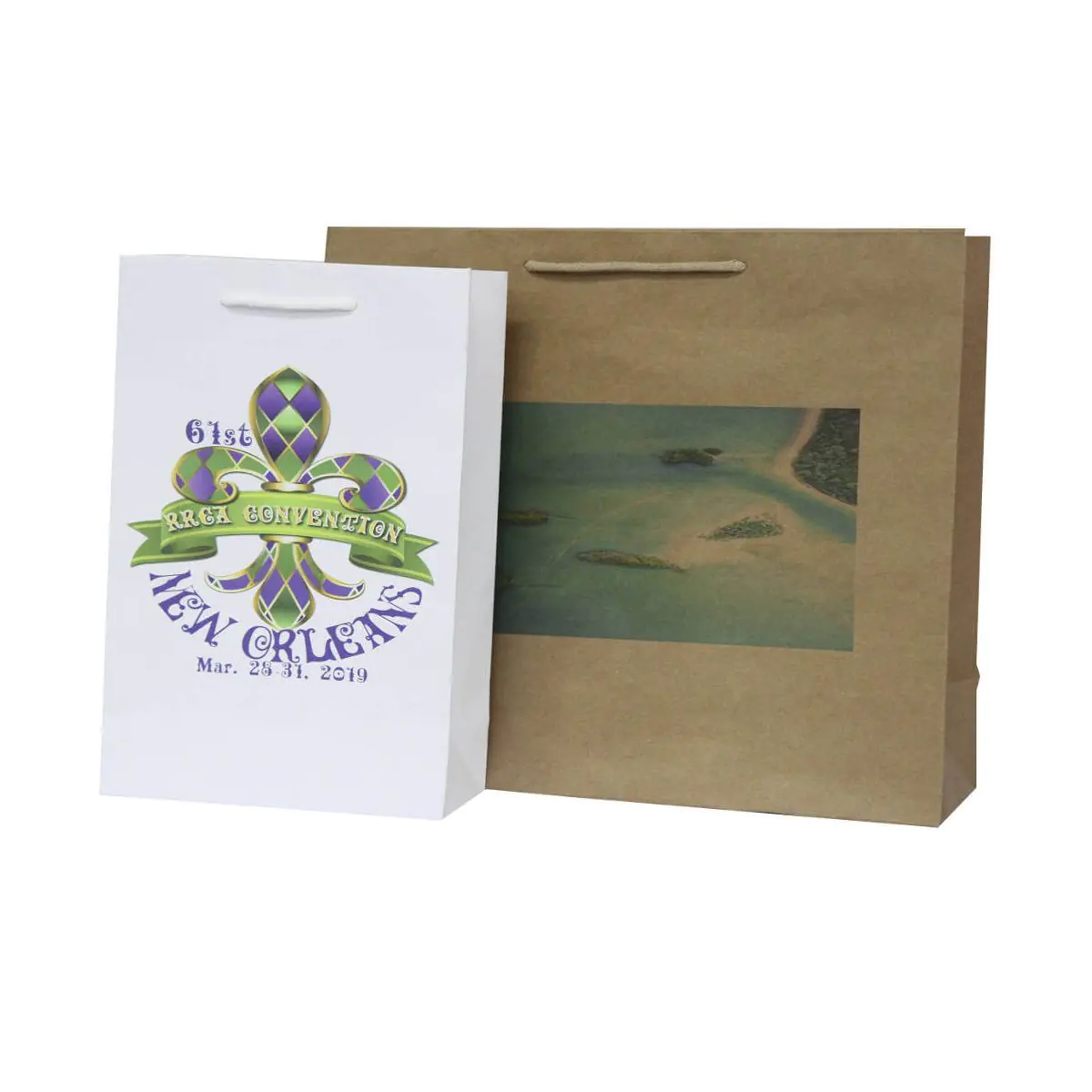 Shopper in carta kraft avana o bianca e manici in cotone