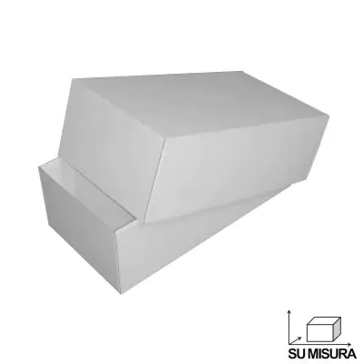 Scatola su misura fondo e coperchio alto in cartone microonda bianco patinato o sabbia (avana)