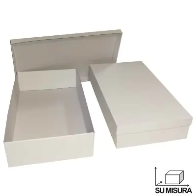 Scatola su misura fondo e coperchio in cartone microonda bianco patinbato o sabbia (avana)