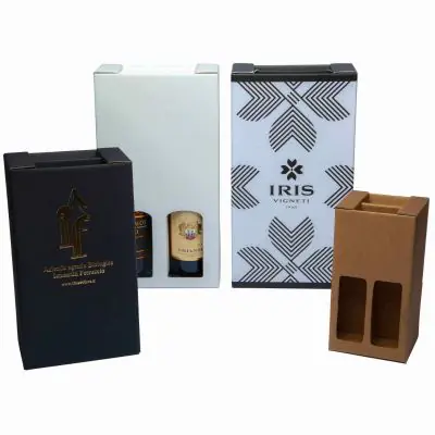 Scatola campione per modello con manico a scomparsa per bottiglie di spumante, liquori, olio, vino