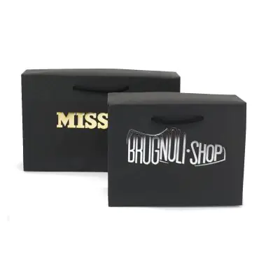 Shopper di carta a forma di baule  con stampa a caldo