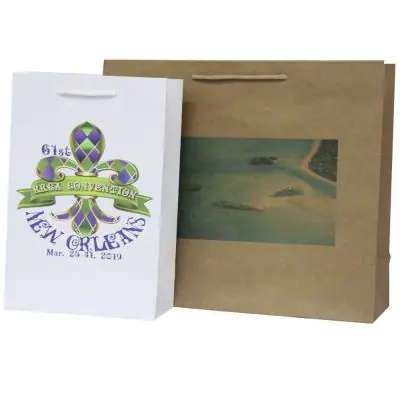 Shopper in carta kraft avana o bianca e manici in cotone